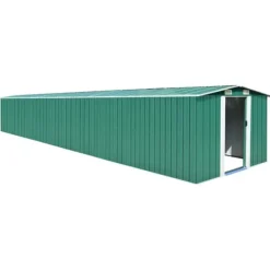Haveskur i galvaniseret stål - Opbevaring af havemøbler | Farve: Grøn | Størrelse: 257x779x181 cm Skure, Garager & Carports