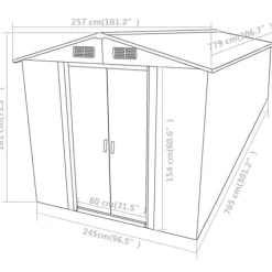Haveskur i galvaniseret stål - Opbevaring af havemøbler | Farve: Grøn | Størrelse: 257x779x181 cm Skure, Garager & Carports