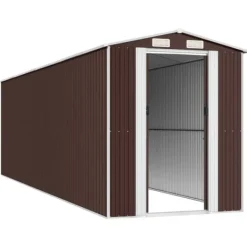Skure, Garager & Carports^Haveskur i galvaniseret stål - Rummelig opbevaring | Farve: Mørkebrun | Størrelse: 192x689x223 cm