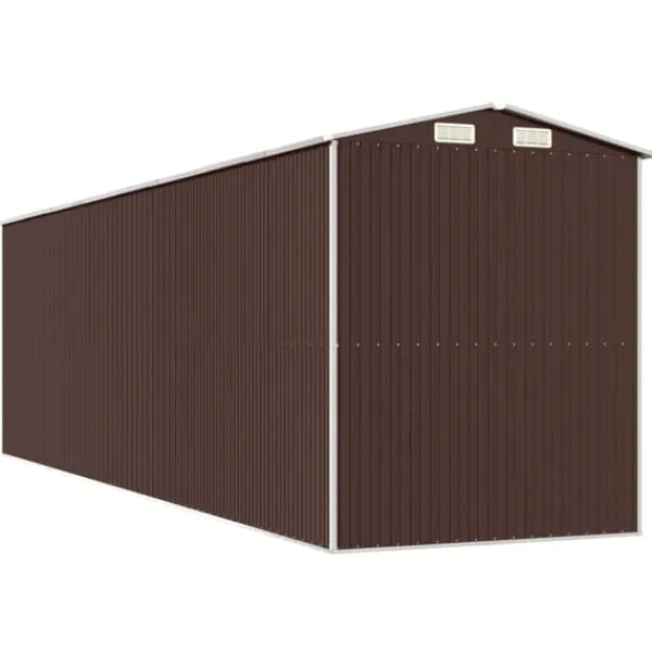 Skure, Garager & Carports^Haveskur i galvaniseret stål - Rummelig opbevaring | Farve: Mørkebrun | Størrelse: 192x689x223 cm
