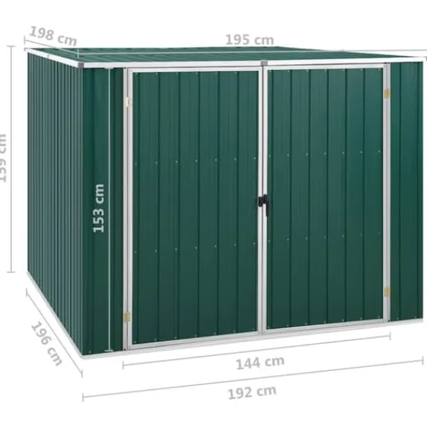 Online Haveskur i galvaniseret stål til opbevaring | L: 195 cm | B: 198 cm | H: 159 cm | Farve: Grøn Skure, Garager & Carports