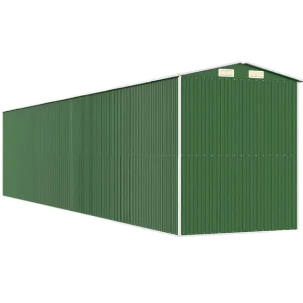 Skure, Garager & Carports^Haveskur i galvaniseret stål - Rummelig opbevaring | Farve: Grøn | Størrelse: 192x938x223 cm