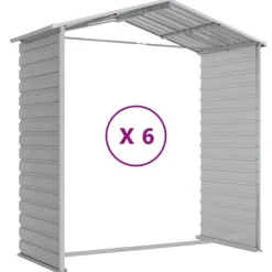 Skure, Garager & Carports^Haveskur i galvaniseret stål - Multifunktionel opbevaring | Farve: Lysegrå | Størrelse: 191x555x198 cm