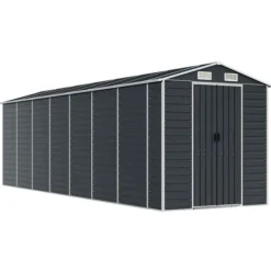 New Haveskur i galvaniseret stål - Robust opbevaring | Farve: Antracitgrå | Størrelse: 191x640x198 cm Skure, Garager & Carports