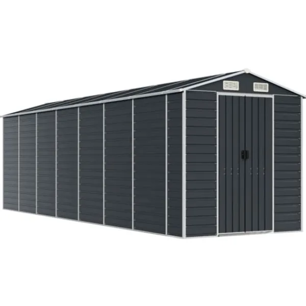 New Haveskur i galvaniseret stål - Robust opbevaring | Farve: Antracitgrå | Størrelse: 191x640x198 cm Skure, Garager & Carports