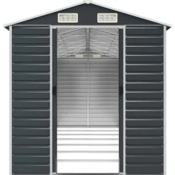 New Haveskur i galvaniseret stål - Robust opbevaring | Farve: Antracitgrå | Størrelse: 191x640x198 cm Skure, Garager & Carports