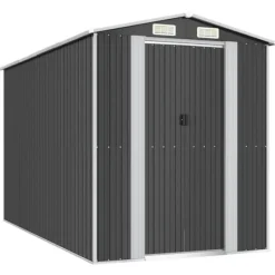 Skure, Garager & Carports^Haveskur i galvaniseret stål - Rummelig opbevaringsløsning | Farve: Antracitgrå | Størrelse: 192x357x223 cm