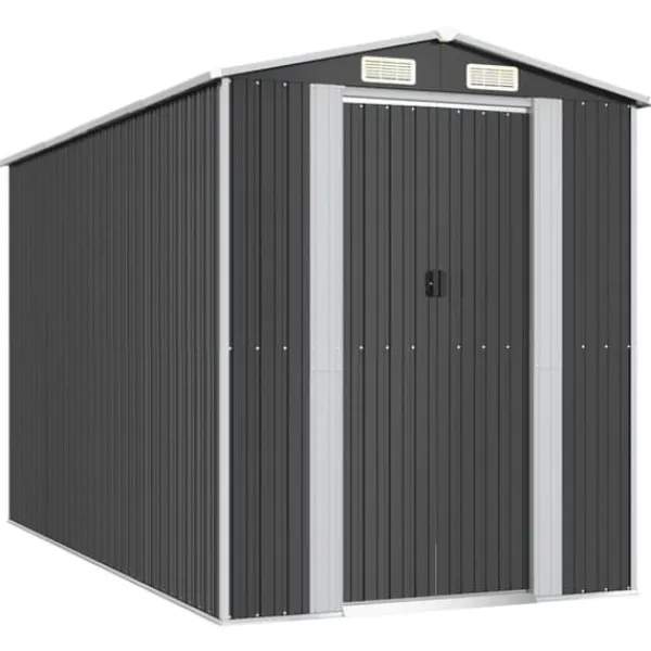 Skure, Garager & Carports^Haveskur i galvaniseret stål - Rummelig opbevaringsløsning | Farve: Antracitgrå | Størrelse: 192x357x223 cm