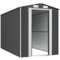 Skure, Garager & Carports^Haveskur i galvaniseret stål - Rummelig opbevaringsløsning | Farve: Antracitgrå | Størrelse: 192x357x223 cm