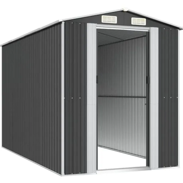 Skure, Garager & Carports^Haveskur i galvaniseret stål - Rummelig opbevaringsløsning | Farve: Antracitgrå | Størrelse: 192x357x223 cm