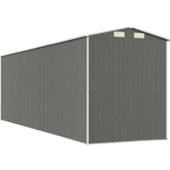 Skure, Garager & Carports^Haveskur i galvaniseret stål - Rummelig opbevaring | Farve: Lysegrå | Størrelse: 192x606x223 cm