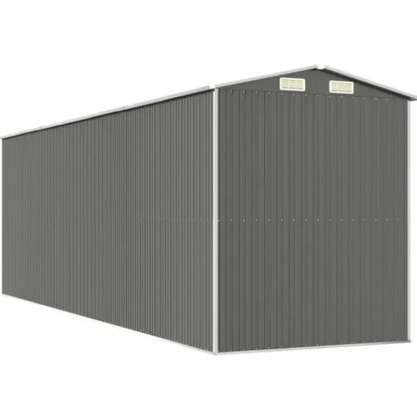 Skure, Garager & Carports^Haveskur i galvaniseret stål - Rummelig opbevaring | Farve: Lysegrå | Størrelse: 192x606x223 cm