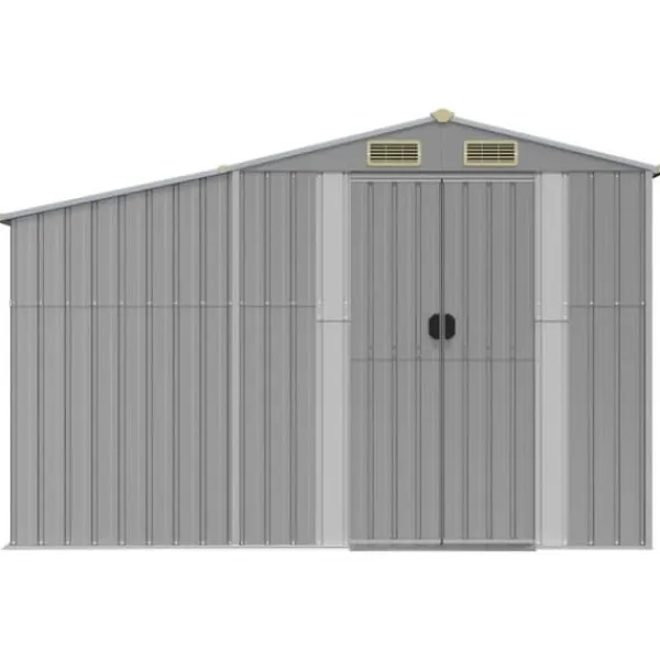 Hot Haveskur i galvaniseret stål - Robust opbevaring | Farve: Grå | Størrelse: 277x279x179 cm Skure, Garager & Carports