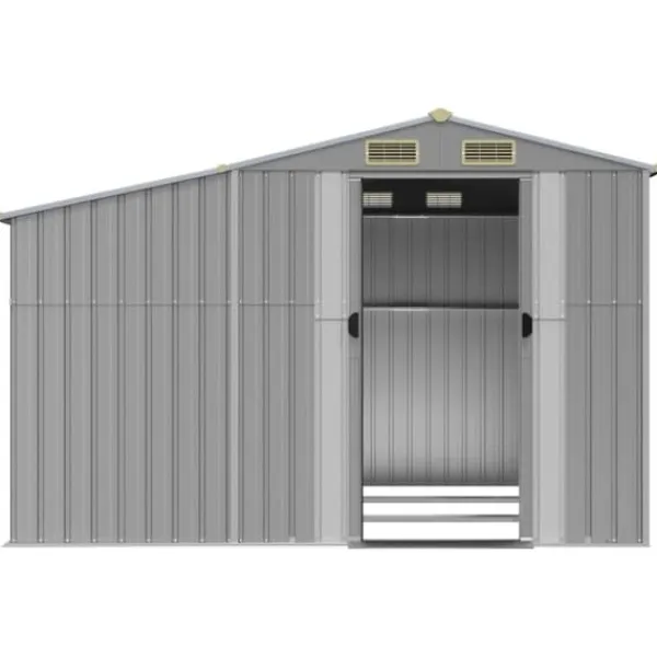 Hot Haveskur i galvaniseret stål - Robust opbevaring | Farve: Grå | Størrelse: 277x279x179 cm Skure, Garager & Carports