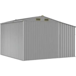 Hot Haveskur i galvaniseret stål - Robust opbevaring | Farve: Grå | Størrelse: 277x279x179 cm Skure, Garager & Carports