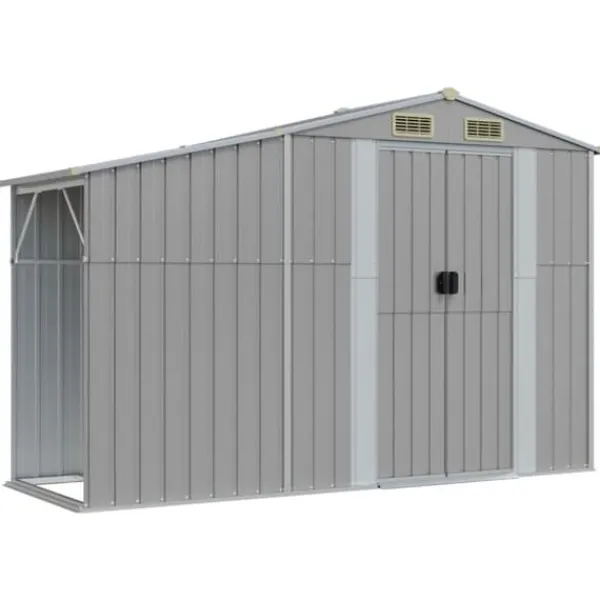 Hot Haveskur i galvaniseret stål - Robust opbevaring | Farve: Grå | Størrelse: 277x279x179 cm Skure, Garager & Carports