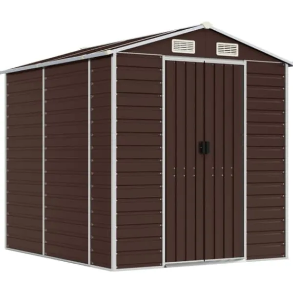 Skure, Garager & Carports^Haveskur i galvaniseret stål - Multifunktionelt udendørs opbevaringsskur | Farve: Brun | Størrelse: 191x215x198 cm