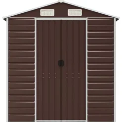 Skure, Garager & Carports^Haveskur i galvaniseret stål - Multifunktionelt udendørs opbevaringsskur | Farve: Brun | Størrelse: 191x215x198 cm