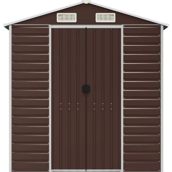 Skure, Garager & Carports^Haveskur i galvaniseret stål - Multifunktionelt udendørs opbevaringsskur | Farve: Brun | Størrelse: 191x215x198 cm