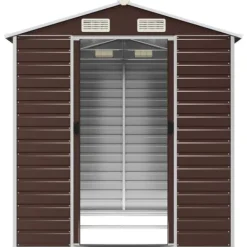Skure, Garager & Carports^Haveskur i galvaniseret stål - Multifunktionelt udendørs opbevaringsskur | Farve: Brun | Størrelse: 191x215x198 cm