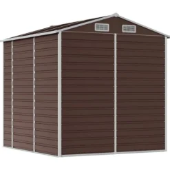 Skure, Garager & Carports^Haveskur i galvaniseret stål - Multifunktionelt udendørs opbevaringsskur | Farve: Brun | Størrelse: 191x215x198 cm