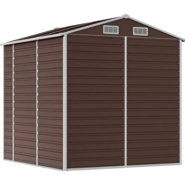 Skure, Garager & Carports^Haveskur i galvaniseret stål - Multifunktionelt udendørs opbevaringsskur | Farve: Brun | Størrelse: 191x215x198 cm
