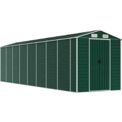 Haveskur i galvaniseret stål - Robuste opbevaringsløsninger | Farve: Grøn | Størrelse: 191x725x198 cm Skure, Garager & Carports