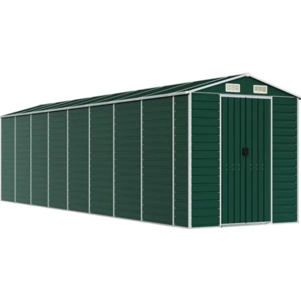 Haveskur i galvaniseret stål - Robuste opbevaringsløsninger | Farve: Grøn | Størrelse: 191x725x198 cm Skure, Garager & Carports