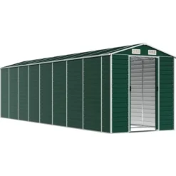 Haveskur i galvaniseret stål - Robuste opbevaringsløsninger | Farve: Grøn | Størrelse: 191x725x198 cm Skure, Garager & Carports