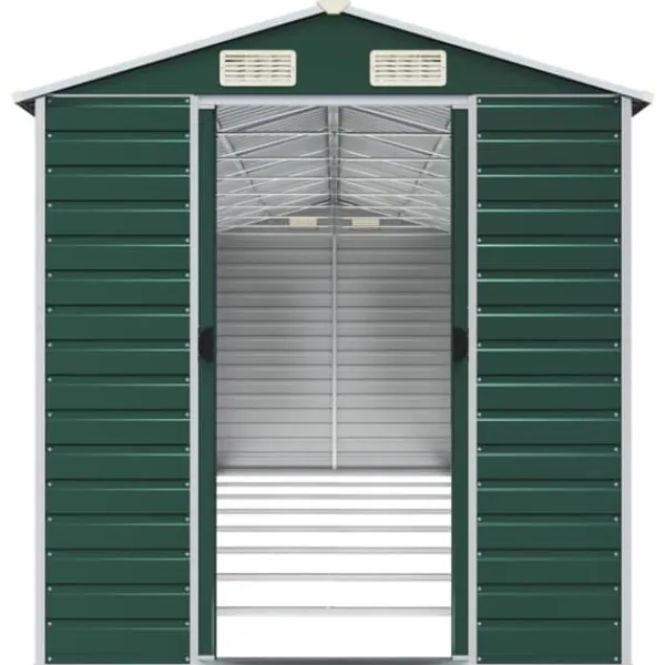 Haveskur i galvaniseret stål - Robuste opbevaringsløsninger | Farve: Grøn | Størrelse: 191x725x198 cm Skure, Garager & Carports