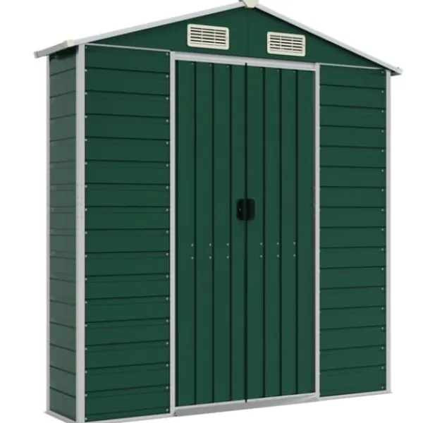 Haveskur i galvaniseret stål - Robuste opbevaringsløsninger | Farve: Grøn | Størrelse: 191x725x198 cm Skure, Garager & Carports