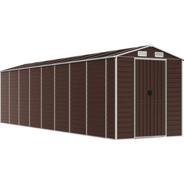 Skure, Garager & Carports^Haveskur i galvaniseret stål - Multifunktionel opbevaring | Størrelse: 191x725x198 cm | Farve: Brun