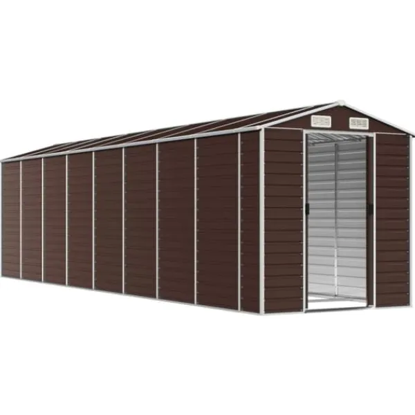 Skure, Garager & Carports^Haveskur i galvaniseret stål - Multifunktionel opbevaring | Størrelse: 191x725x198 cm | Farve: Brun