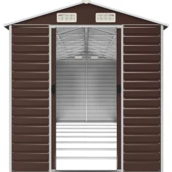 Skure, Garager & Carports^Haveskur i galvaniseret stål - Multifunktionel opbevaring | Størrelse: 191x725x198 cm | Farve: Brun