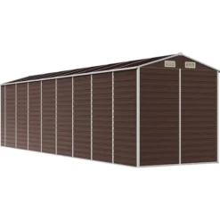 Skure, Garager & Carports^Haveskur i galvaniseret stål - Multifunktionel opbevaring | Størrelse: 191x725x198 cm | Farve: Brun