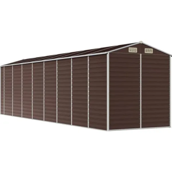 Skure, Garager & Carports^Haveskur i galvaniseret stål - Multifunktionel opbevaring | Størrelse: 191x725x198 cm | Farve: Brun