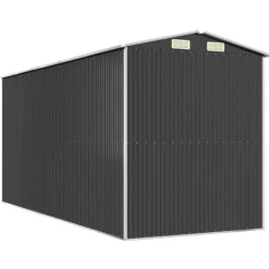 Online Haveskur i galvaniseret stål - Rummeligt opbevaringsskur | Farve: Antracitgrå | Størrelse: 192x440x223 cm Skure, Garager & Carports