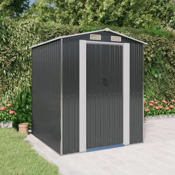 Skure, Garager & Carports^Haveskur i galvaniseret stål - Rummelig opbevaringsløsning | Farve: Antracitgrå | Størrelse: 192x191x223 cm
