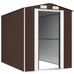 Skure, Garager & Carports^Haveskur i galvaniseret stål - Rummelig opbevaringsløsning | Farve: Mørkebrun | Størrelse: 192x274x223 cm