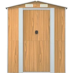 Outlet Haveskur i galvaniseret stål - Rummeligt opbevaringsskur | Farve: Lysebrun | Størrelse: 192x689x223 cm Skure, Garager & Carports