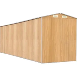 Outlet Haveskur i galvaniseret stål - Rummeligt opbevaringsskur | Farve: Lysebrun | Størrelse: 192x689x223 cm Skure, Garager & Carports