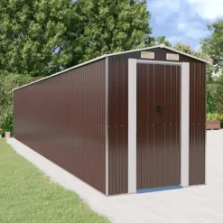 Discount Haveskur i galvaniseret stål - Rummelig opbevaringsløsning | Farve: Mørkebrun | Størrelse: 192x102x223 cm Skure, Garager & Carports