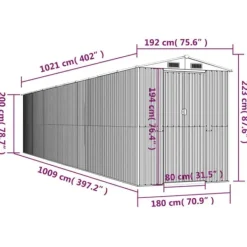 Discount Haveskur i galvaniseret stål - Rummelig opbevaringsløsning | Farve: Mørkebrun | Størrelse: 192x102x223 cm Skure, Garager & Carports