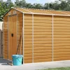 Skure, Garager & Carports^Haveskur i galvaniseret stål - Opbevaringsløsning | Størrelse: 191x810x198 cm | Farve: Lysebrun