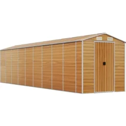 Skure, Garager & Carports^Haveskur i galvaniseret stål - Opbevaringsløsning | Størrelse: 191x810x198 cm | Farve: Lysebrun