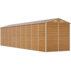 Skure, Garager & Carports^Haveskur i galvaniseret stål - Opbevaringsløsning | Størrelse: 191x810x198 cm | Farve: Lysebrun