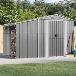 Best Haveskur i galvaniseret stål - Udendørs opbevaringsløsning | Størrelse: 277x192,5x179 cm | Farve: Grå Skure, Garager & Carports