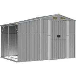 Best Haveskur i galvaniseret stål - Udendørs opbevaringsløsning | Størrelse: 277x192,5x179 cm | Farve: Grå Skure, Garager & Carports
