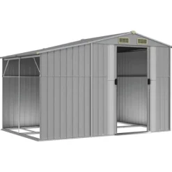 Best Haveskur i galvaniseret stål - Udendørs opbevaringsløsning | Størrelse: 277x192,5x179 cm | Farve: Grå Skure, Garager & Carports
