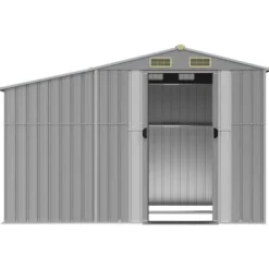 Best Haveskur i galvaniseret stål - Udendørs opbevaringsløsning | Størrelse: 277x192,5x179 cm | Farve: Grå Skure, Garager & Carports